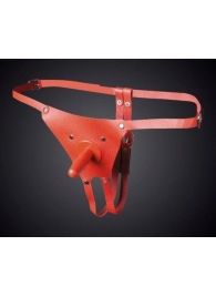 Красные кожаные универсальные трусики со штырьком для насадок - Sitabella - купить с доставкой в Вологде