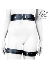 Черный кожаный пояс с гартерами - S-M - Notabu - купить с доставкой в Вологде