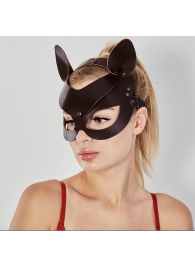 Коричневая кожаная маска  Кошечка - Sitabella - купить с доставкой в Вологде