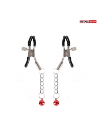 Серебристые зажимы на соски с шариками на цепочках - Notabu - купить с доставкой в Вологде