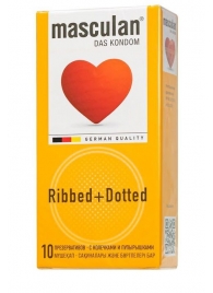 Презервативы с колечками и пупырышками Masculan Ribbed+Dotted - 10 шт. - Masculan - купить с доставкой в Вологде