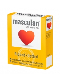 Презервативы с колечками и пупырышками Masculan Ribbed+Dotted - 3 шт. - Masculan - купить с доставкой в Вологде