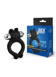 Черное силиконовое эрекционное виброкольцо Sex Expert - Sex Expert - в Вологде купить с доставкой