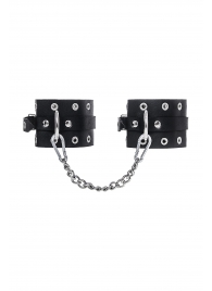 Черные кожаные однослойные оковы с люверсами - Pecado - купить с доставкой в Вологде