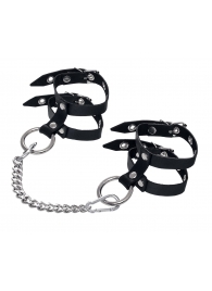 Черные однослойные кожаные оковы из двух ремешков - Pecado - купить с доставкой в Вологде