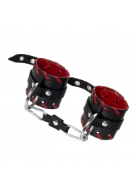 Черно-красные наручники из натуральной кожи - Pecado - купить с доставкой в Вологде