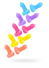 Набор из 10 разноцветных свечей в форме пениса - Pecado - купить с доставкой в Вологде