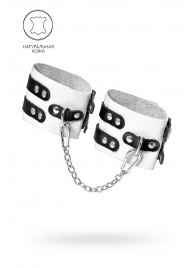 Бело-черные оковы с двумя ремешками и люверсами - Pecado - купить с доставкой в Вологде