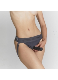 Серые трусики для фиксации насадок Strap-on-me Harness Lingerie Unique - Strap-on-me - купить с доставкой в Вологде