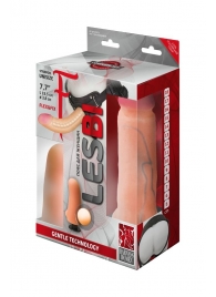 Телесный страпон Harness LESBI с вагинальной пробкой - 16,5 см. - LOVETOY (А-Полимер) - купить с доставкой в Вологде