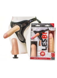 Телесный страпон Harness LESBI с вагинальной пробкой - 16,5 см. - LOVETOY (А-Полимер) - купить с доставкой в Вологде