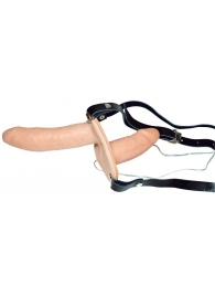 Телесный женский страпон с вагинальной пробкой Strap-On Duo - 15 см. - Orion - купить с доставкой в Вологде