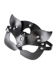 Черная кожаная рельефная маска кошки - Pecado - купить с доставкой в Вологде