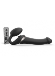 Черный безремневой страпон Multi Orgasm Size M с клиторальной стимуляцией - Strap-on-me - купить с доставкой в Вологде
