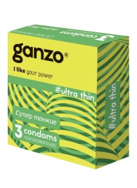 Ультратонкие презервативы Ganzo Ultra thin - 3 шт. - Ganzo - купить с доставкой в Вологде