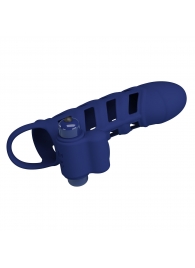 Синяя насадка на пенис Powerful Ring - 18,8 см. - Baile - в Вологде купить с доставкой