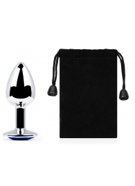 Анальное украшение BUTT PLUG  Small с синим кристаллом - 7 см. - Anal Jewelry Plug - купить с доставкой в Вологде