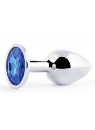 Анальное украшение BUTT PLUG  Small с синим кристаллом - 7 см. - Anal Jewelry Plug - купить с доставкой в Вологде