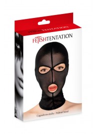 Черная сетчатая маска на голову с отверстиями для глаз и рта - Fetish Tentation - купить с доставкой в Вологде