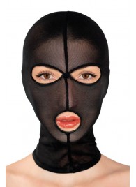 Черная сетчатая маска на голову с отверстиями для глаз и рта - Fetish Tentation - купить с доставкой в Вологде
