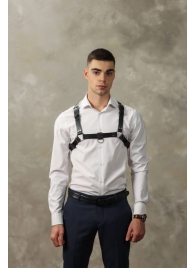 Черная мужская кожаная портупея №4 - БДСМ Арсенал - купить с доставкой в Вологде