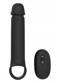 Черная насадка-удлинитель с вибрацией Vibrating Extender With Remote - Dream Toys - в Вологде купить с доставкой