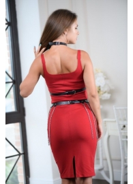 Черно-серебристая портупея-юбка plus size с цепочками - БДСМ Арсенал - купить с доставкой в Вологде