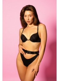 Эффектный черный пояс из лаковой эко-кожи - БДСМ Арсенал - купить с доставкой в Вологде