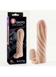 Телесная насадка-удлинитель Okoto со спиралевидным рельефом - 16 см. - Sitabella - в Вологде купить с доставкой
