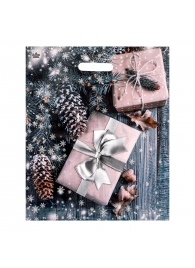 Новогодний пакет с принтом в виде подарков и вырубной ручкой (45х38 см) - Сима-Ленд - купить с доставкой в Вологде