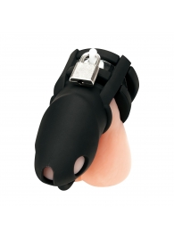 Черная клетка для пениса Silicone Small 2 in Cock Cage With Ball Divider - BlueLine - купить с доставкой в Вологде