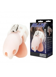 Белая клетка для пениса Silicone Small 2 in Cock Cage With Ball Divider - BlueLine - купить с доставкой в Вологде