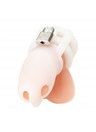 Белая клетка для пениса Silicone Small 2 in Cock Cage With Ball Divider - BlueLine - купить с доставкой в Вологде