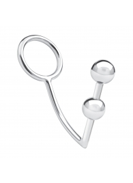 Кольцо на пенис с анальным стимулятором Two Bead Stainless Steel Anal Hook   Cock Ring - BlueLine - в Вологде купить с доставкой