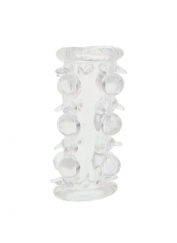 Прозрачная насадка на пенис с шипами и бугорками JELLY JOY LUST CLUSTER CLEAR - Dream Toys - в Вологде купить с доставкой