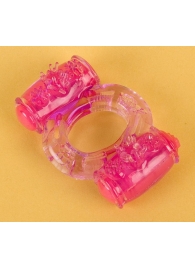 Фиолетовое виброкольцо с двумя вибропульками - Toyfa Basic - в Вологде купить с доставкой