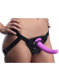 Лиловый поясной страпон Navigator Silicone G-Spot Dildo with Harness - 17,8 см. - XR Brands - купить с доставкой в Вологде
