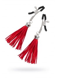 Зажимы на соски «Прищепки» с красными кисточками из замши - Pecado - купить с доставкой в Вологде