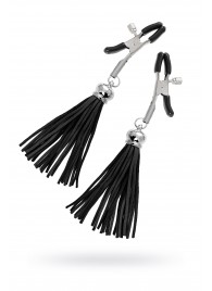 Зажимы на соски «Прищепки» с черными кисточками из замши - Pecado - купить с доставкой в Вологде