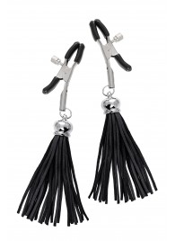 Зажимы на соски «Прищепки» с черными кисточками из замши - Pecado - купить с доставкой в Вологде