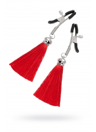 Зажимы на соски «Прищепки» с красными кисточками из шелка - Pecado - купить с доставкой в Вологде
