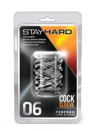 Прозрачная насадка с объёмными чёрточками STAY HARD COCK SLEEVE 06 CLEAR - Blush Novelties - в Вологде купить с доставкой