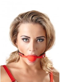 Силиконовый кляп-шар на чёрных ремешках Red Gag silicone - Orion - купить с доставкой в Вологде