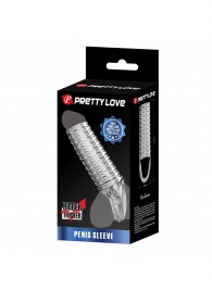 Прозрачная насадка на пенис с ребрышками и подхватом мошонки - Baile - в Вологде купить с доставкой