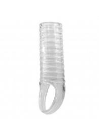 Прозрачная насадка на пенис с ребрышками и подхватом мошонки - Baile - в Вологде купить с доставкой