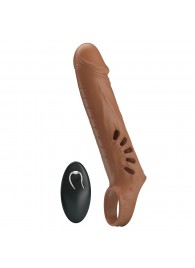 Коричневая вибронасадка с подхватом мошонки и пультом ДУ - Baile - в Вологде купить с доставкой