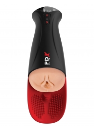 Телесный мастурбатор-вагина в черной колбе с вибрацией Fuck-O-Matic Pro XL - Pipedream - в Вологде купить с доставкой