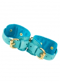 Голубые двуслойные кожаные оковы - Pecado - купить с доставкой в Вологде