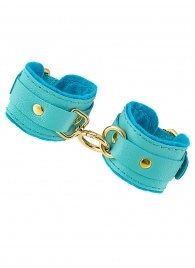 Голубые двуслойные кожаные наручники-браслеты - Pecado - купить с доставкой в Вологде