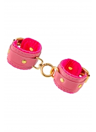 Розовые двуслойные кожаные наручники-браслеты - Pecado - купить с доставкой в Вологде